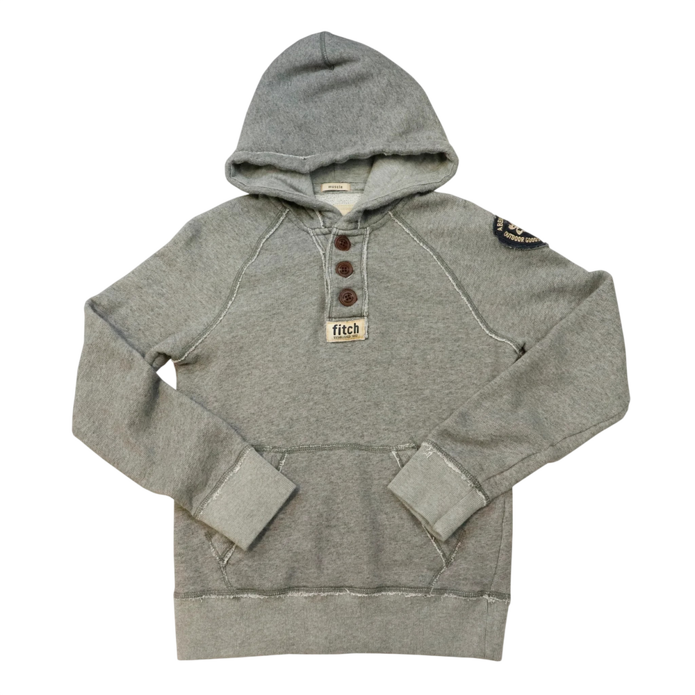 Vintage Abercrombie Kids Grey Button Placket Hoodie Size L